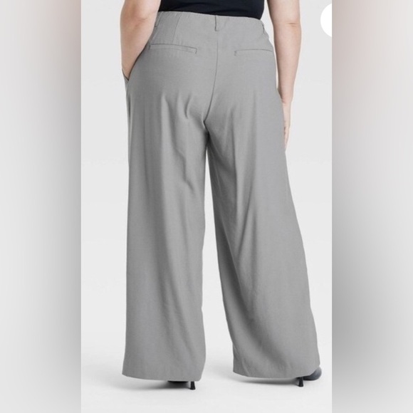 Women's High-Rise Wide Leg Pleated Front Trousers - a New Day Gray Size 16 R NWT - Picture 4 of 8